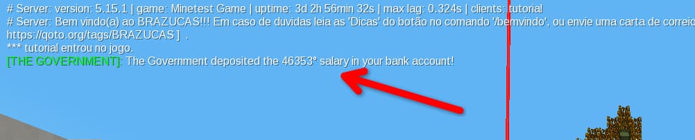 Mensagem de pagamento na conta